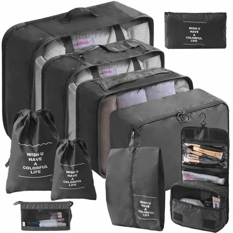 7/10-Piece Travel Packing Cube Set – Suitcase Organisers & Shoe Storage Bags
