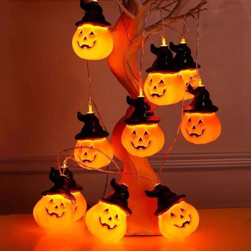 Halloween Pumpkin LED String Lights – Battery-Powered Party & Home Decorations