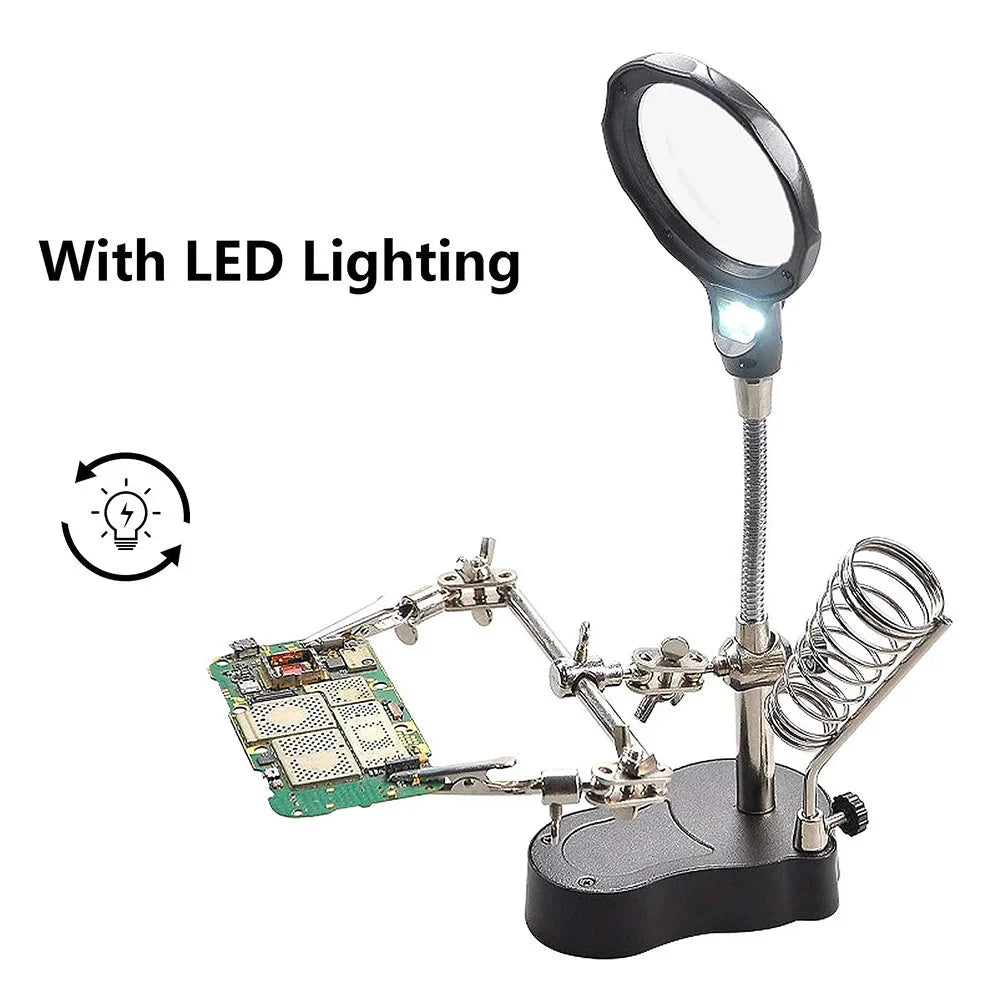 3.5X/12X Welding Magnifier with Auxiliary Clip & Stand