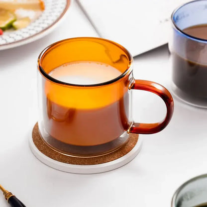 250ml Double Wall Glass Coffee Mug – Heat-Resistant Borosilicate Cup with Handle