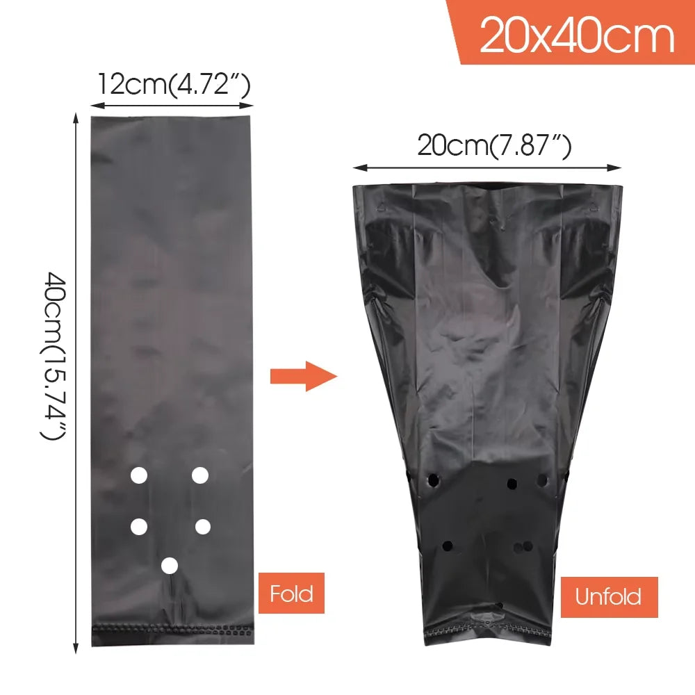 Black PE Seedling & Transplant Grow Bags – Punched Nursery Planting Bags