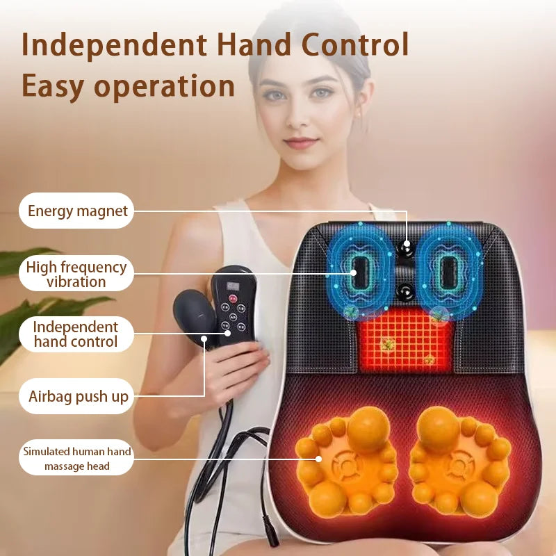Electric Cervical Massage Pillow – Heated Shiatsu Neck & Back Massager with Airbag Traction