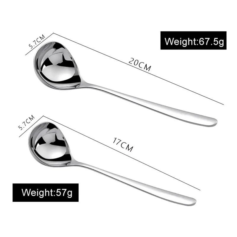 Korean Stainless Steel Soup Spoon – Long Handle Deep Bowl Spoon for Hot Pot & Noodles