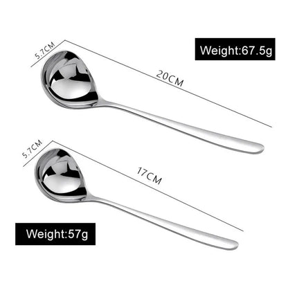 Korean Stainless Steel Soup Spoon – Long Handle Deep Bowl Spoon for Hot Pot & Noodles