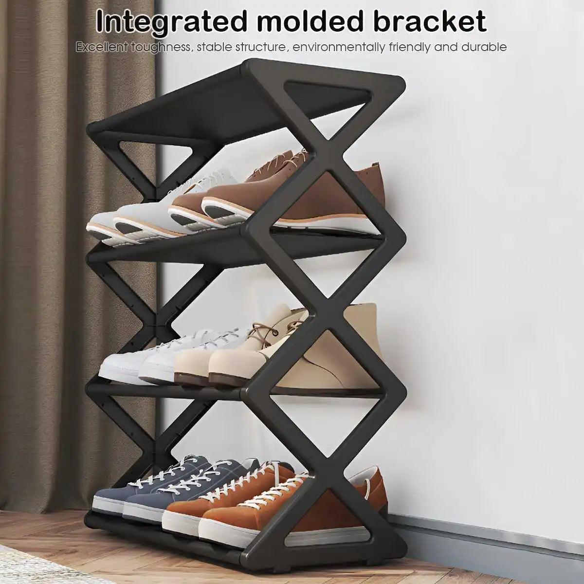 4-Tier X-Shaped Shoe Rack – Space-Saving Storage Organiser