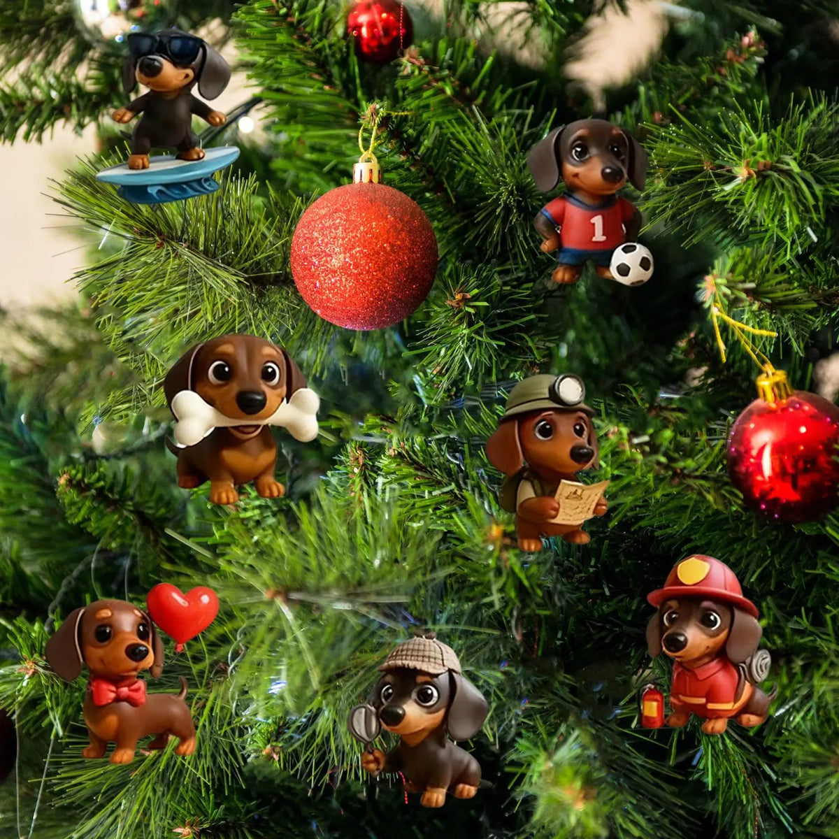 Dachshund Christmas Advent Calendar – 24-Day Countdown with Acrylic Dog Ornaments