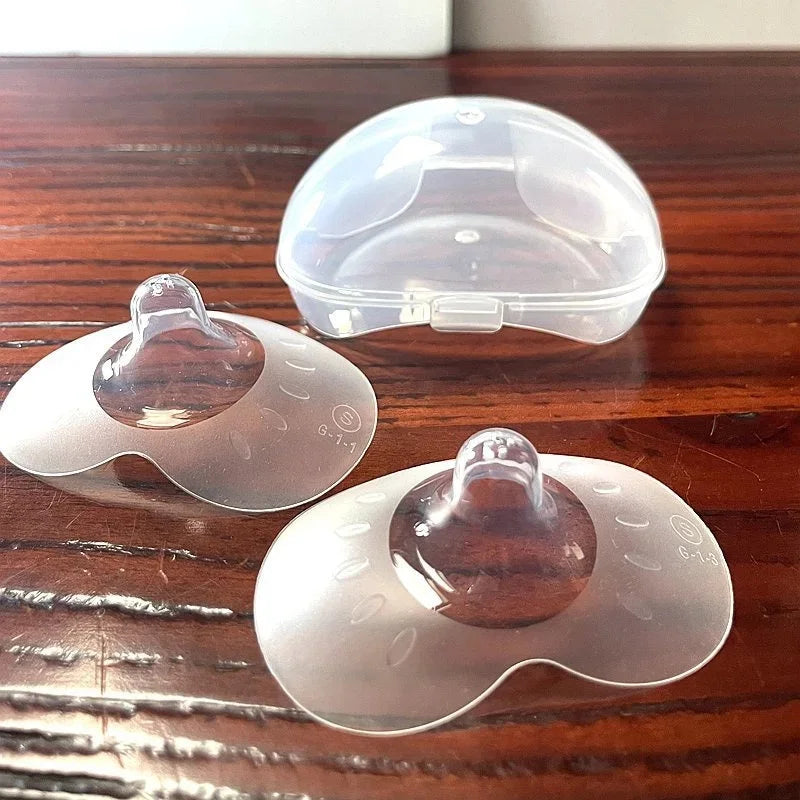2-Pack Silicone Nipple Shields – Soft Breastfeeding Nipple Protectors with Storage Case
