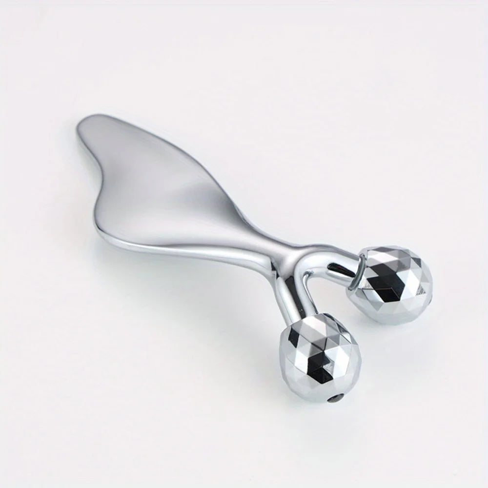 2-in-1 Facial Massager & Gua Sha Tool – Cooling Face Roller for Face, Neck & Body