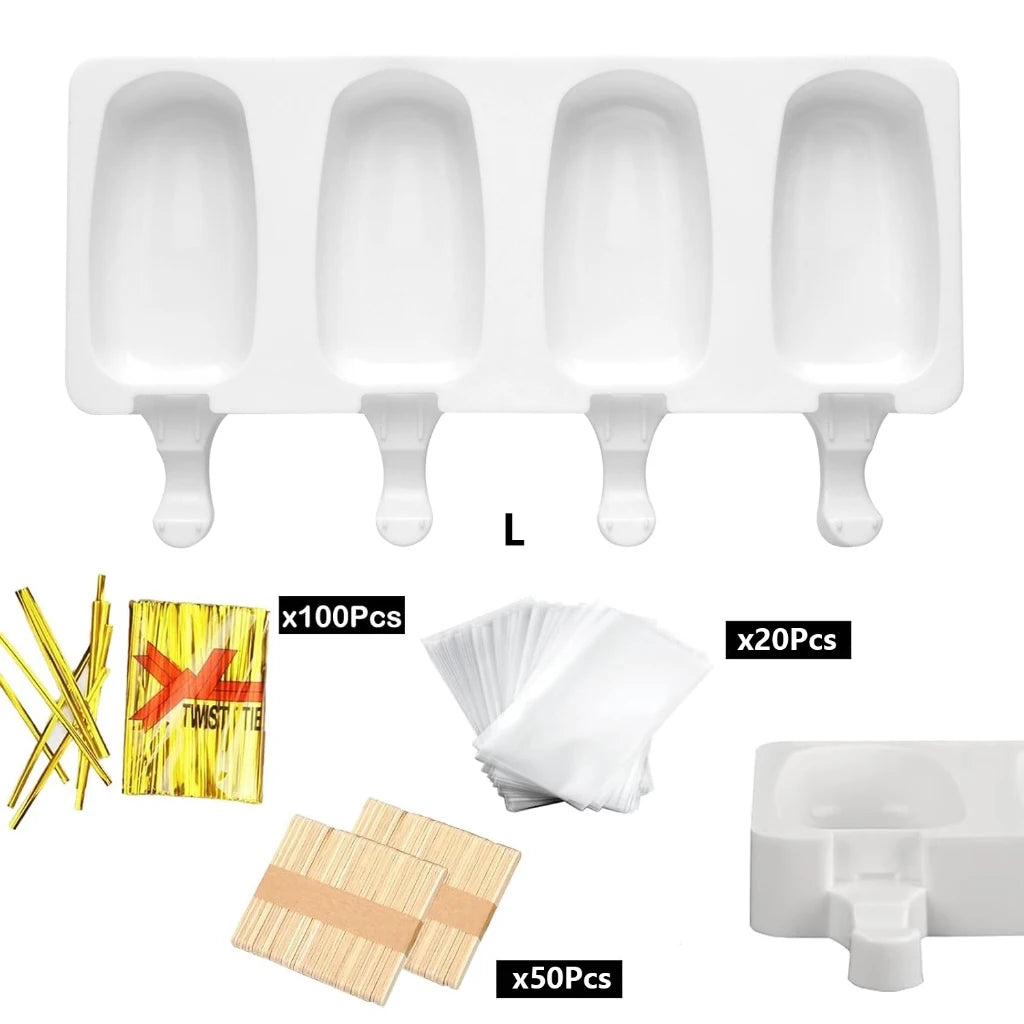 4-Cavity Silicone Popsicle Mould – Homemade Ice Cream & Cake Pop Maker