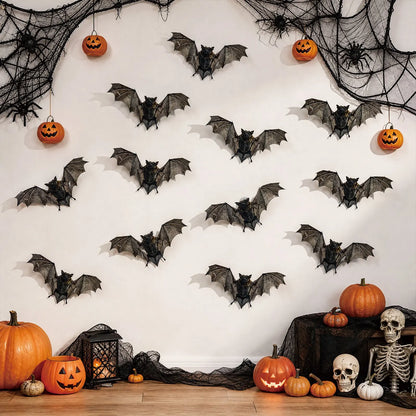 12-Piece 3D Realistic Bat Wall Decorations – Halloween Window & Party Décor