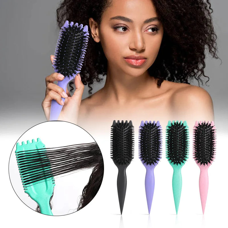 Curly Hair Styling Brush – Nylon Bristle Detangling & Curl Defining Brush