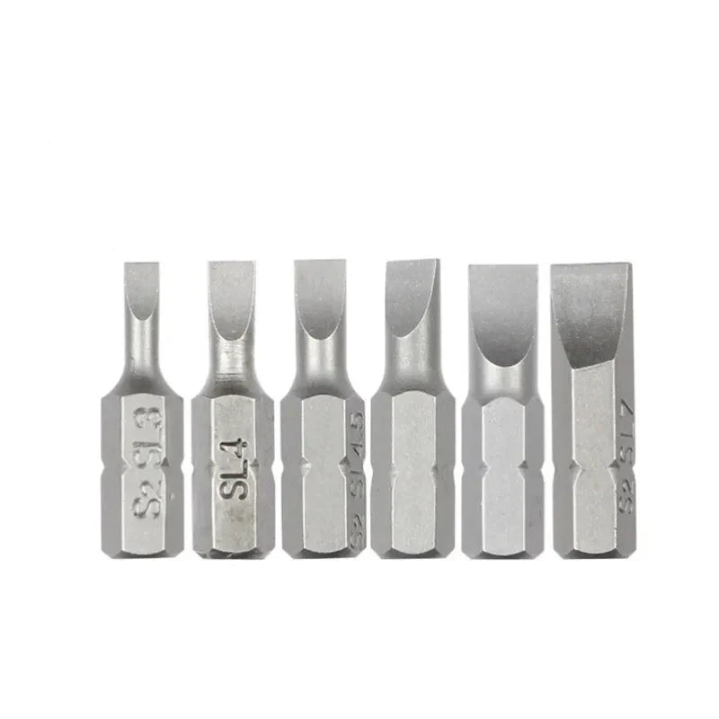 S2 Steel Slotted Screwdriver Bits Set – 1/4" Shank (6 different types available)
