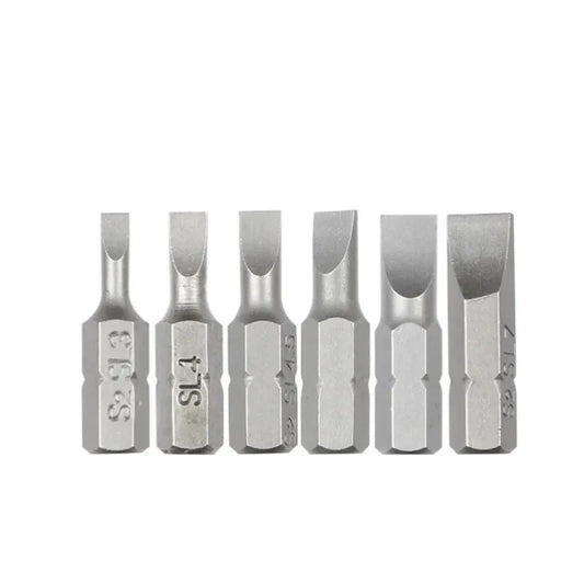 S2 Steel Slotted Screwdriver Bits Set – 1/4" Shank (6 different types available)