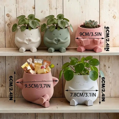 Cute Sitting Face Planter – Character Succulent & Indoor Plant Pot