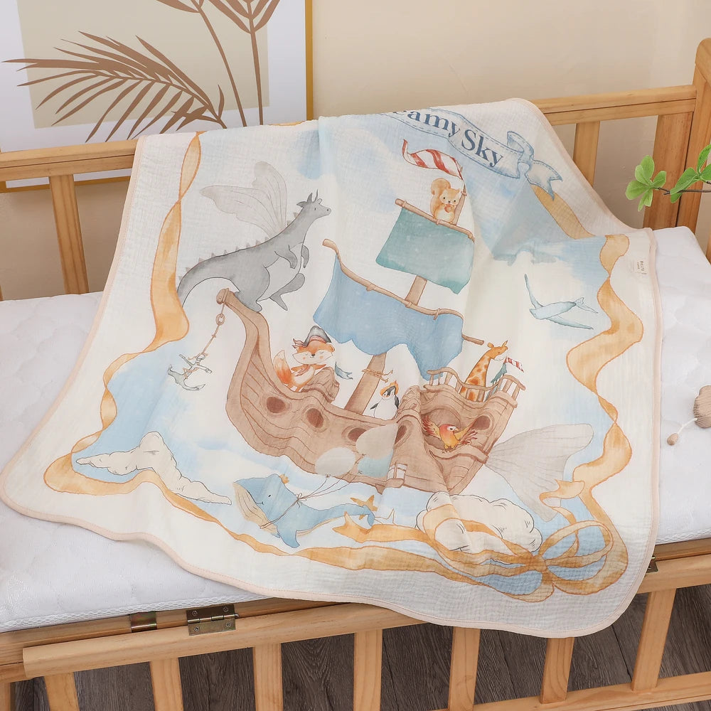 Pure Cotton Muslin Baby Bath Towel & Swaddle Blanket – Soft Newborn Gauze Wrap