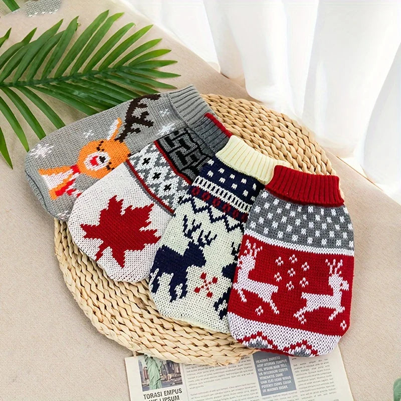 Christmas Knitted Pet Sweater for Dogs & Cats – Festive Winter Jumper for Small Pets