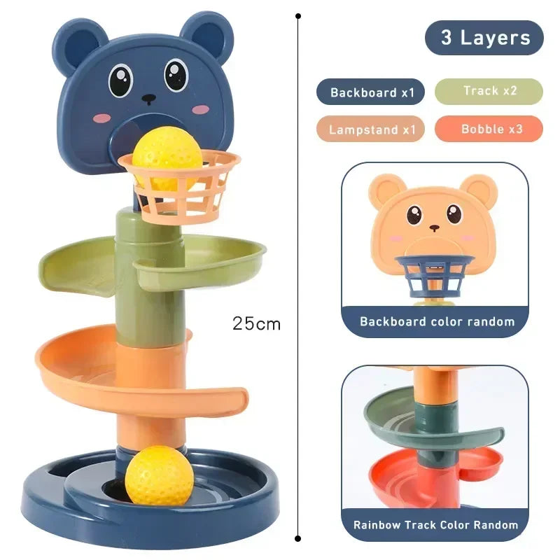 Ball Drop & Rolling Tower Toy – 3, 5 or 7 Layer Stacking Ball Ramp