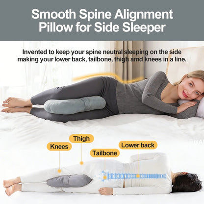 Plush Knee Pillow for Side Sleepers – Leg Support Cushion with Adjustable Strap & Washable Cover