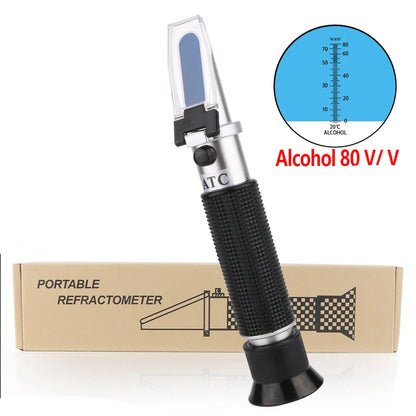 Digital Refractometer 0–80% Brix/Alcohol/Glycol Portable Handheld ATC Meter
