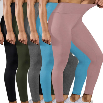 5-Pack of Women's High-Waisted Workout Leggings (various sizes and colours available)