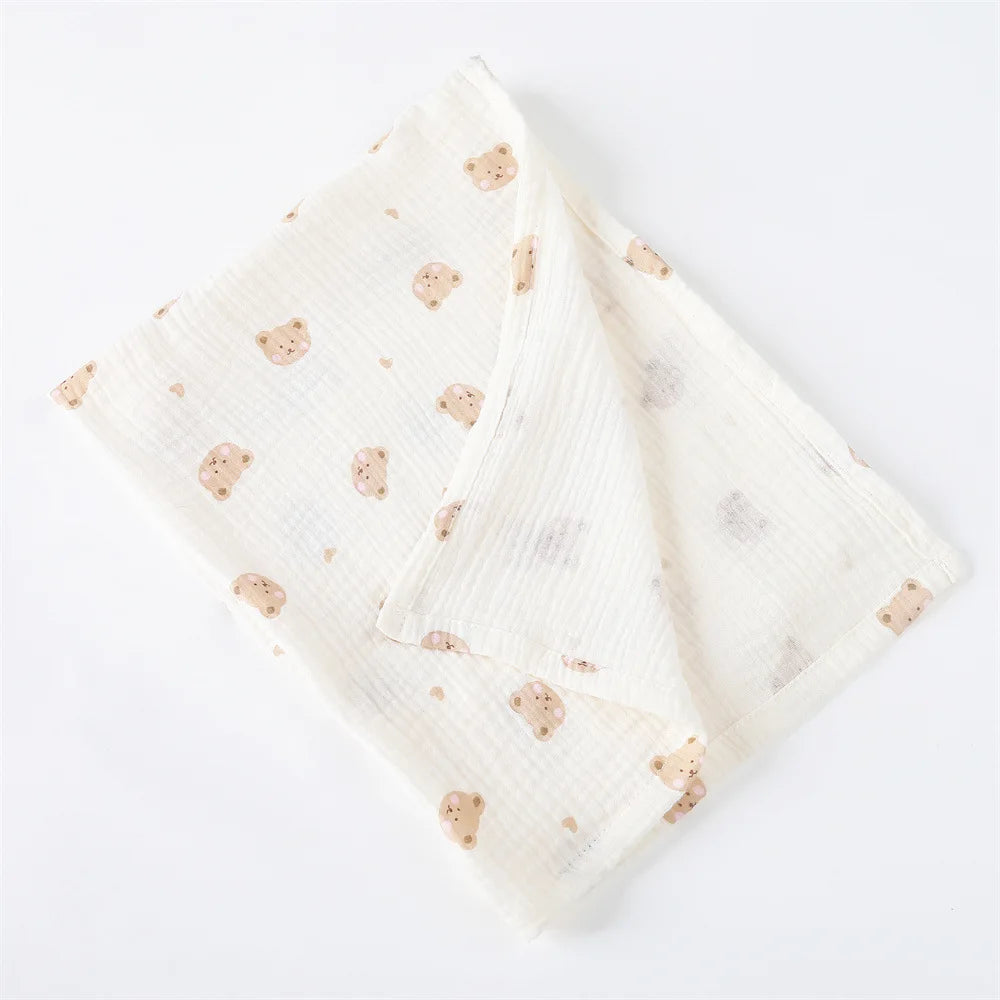 Floral Cotton Muslin Swaddle Blanket – Baby Wrap, Pram Cover & Receiving Blanket