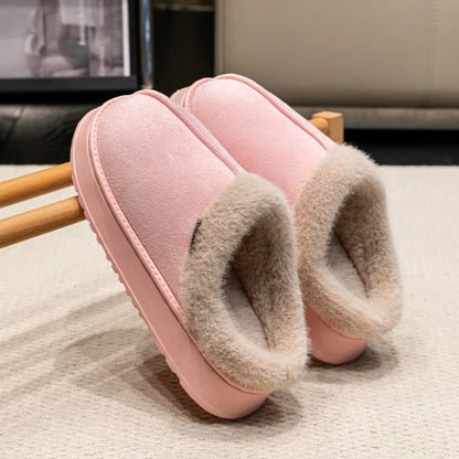 Fluffy Winter Slippers – Warm Fur-Lined Indoor Shoes with Thick Non-Slip Sole