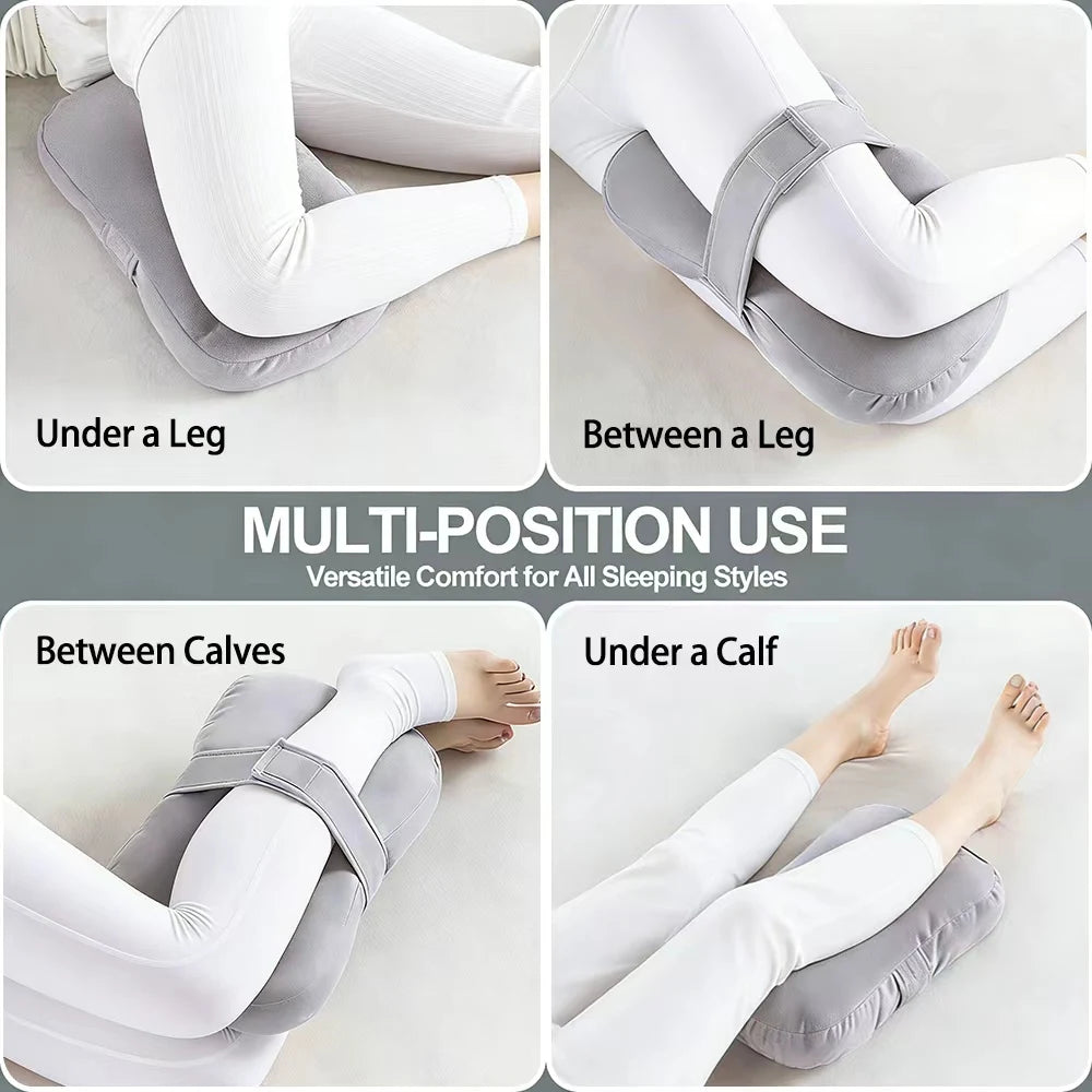 Plush Knee Pillow for Side Sleepers – Leg Support Cushion with Adjustable Strap & Washable Cover