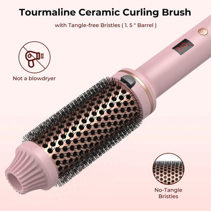 Ceramic Heated Thermal Brush – Volumising Hot Brush for Loose Curls & Smooth Styling