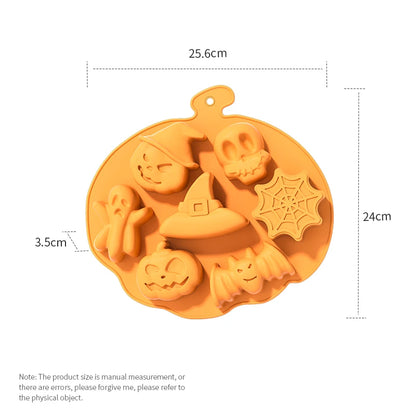 Halloween Silicone Baking Mould – Pumpkin, Ghost, Bat, Skeleton & Witch Hat Shapes