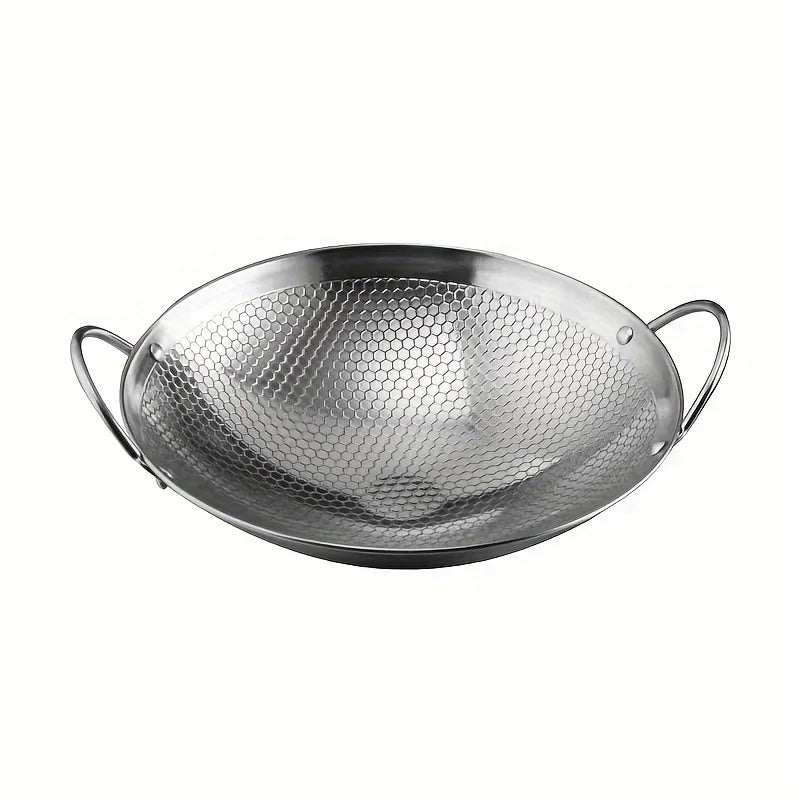 29cm Stainless Steel Honeycomb Frying Pan – Dual Handle Skillet