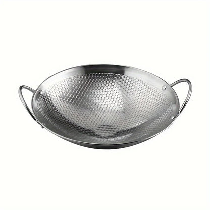 29cm Stainless Steel Honeycomb Frying Pan – Dual Handle Skillet