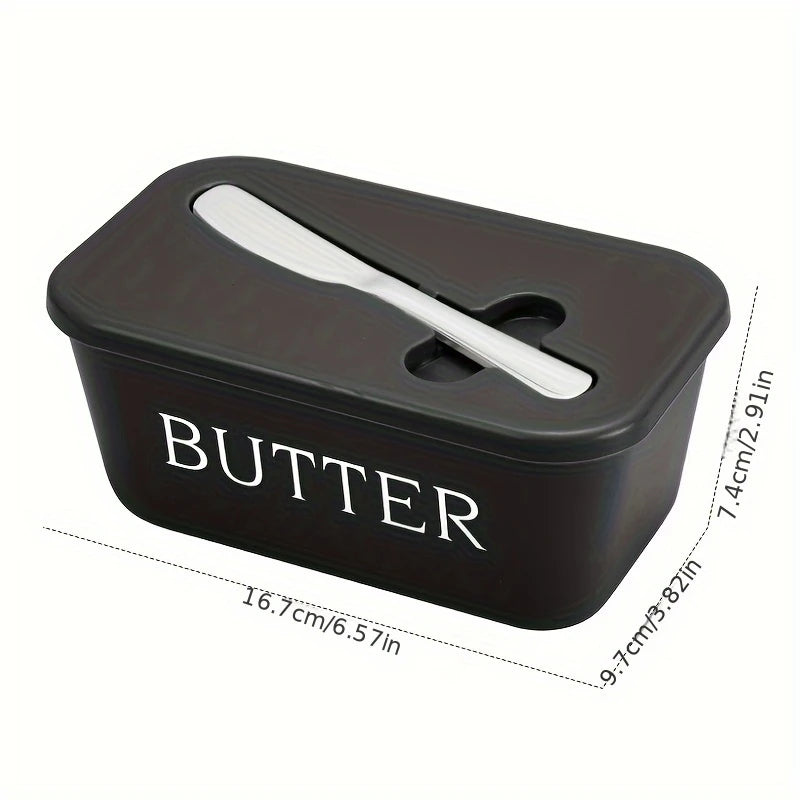 Butter Dish with Lid & Spreader Knife – Covered Butter Storage Container (16.7cm)