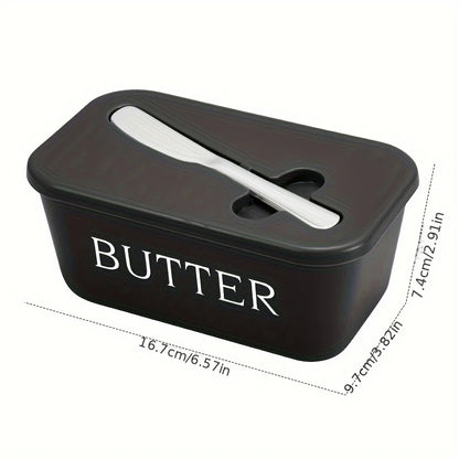 Butter Dish with Lid & Spreader Knife – Covered Butter Storage Container (16.7cm)