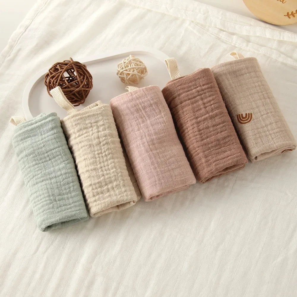 6-Layer Cotton Baby Washcloths – Soft Muslin Burp Cloths & Face Towels (3 or 5 Pack)