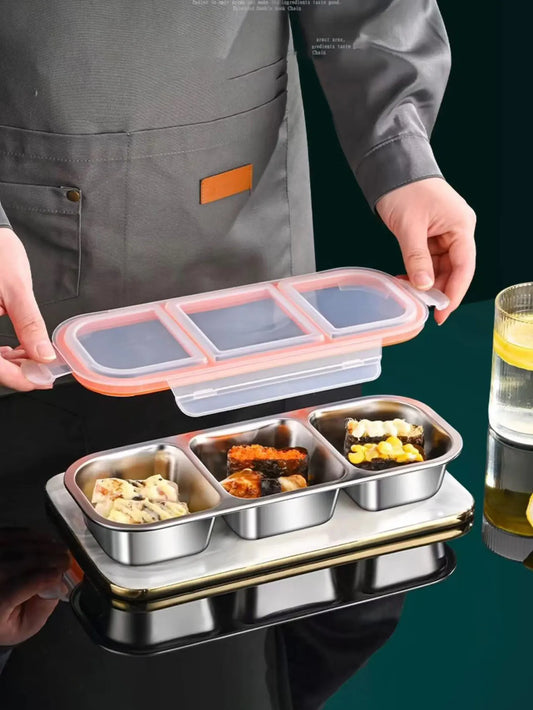 3-Compartment Stainless Steel Mini Lunch Box