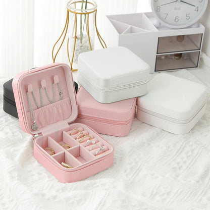 Portable PU Leather Jewellery Box – Mini Travel Jewellery Organiser Case