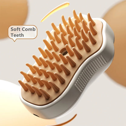 3-in-1 Steam Pet Grooming Brush – Spray, Deshedding & Massage Tool