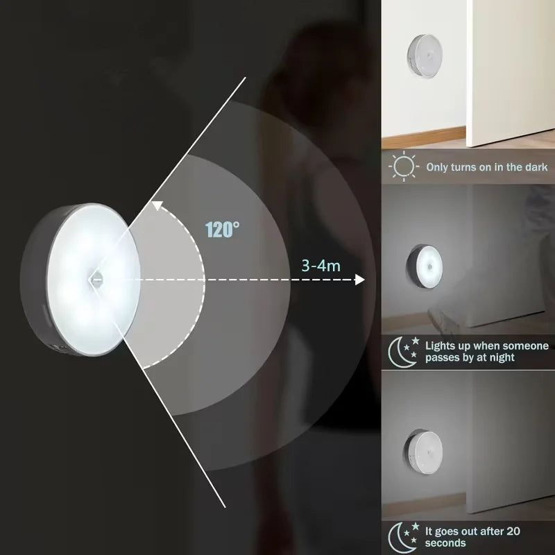 Motion Sensor LED Night Light – Wireless Rechargeable Lamp