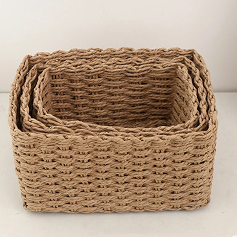 Handwoven Storage Basket – Decorative Home & Desktop Organiser for Cosmetics, Toys & Household Essentials