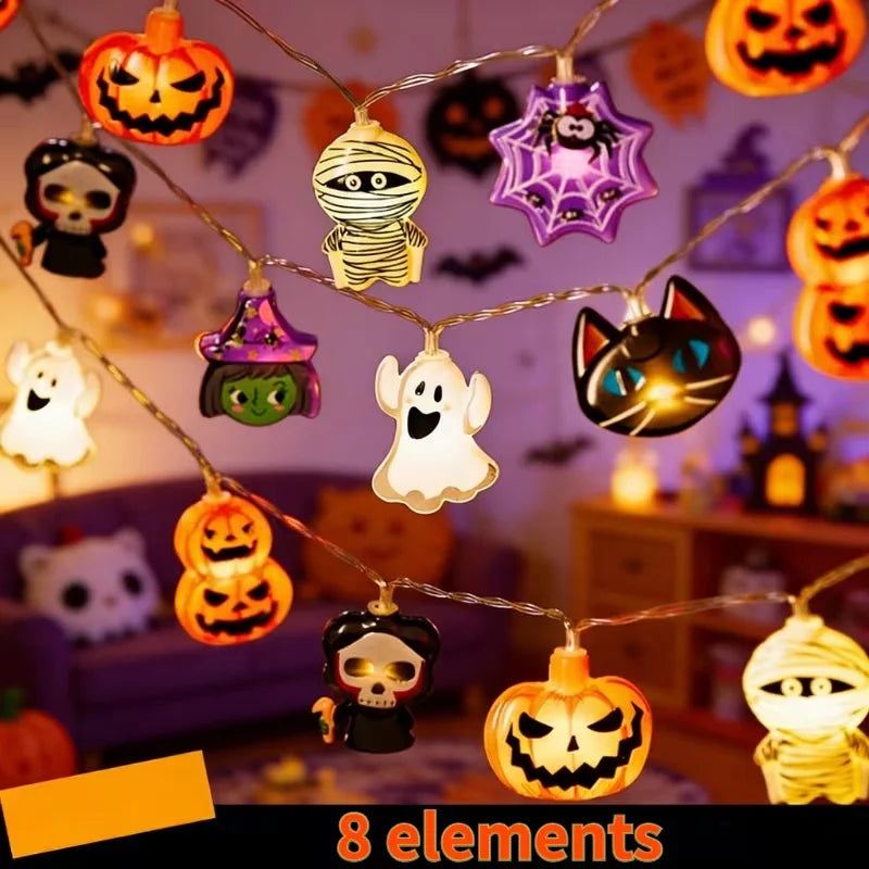 Halloween LED String Lights – Ghost, Pumpkin, Mummy, Skeleton & Spider Fairy Lights