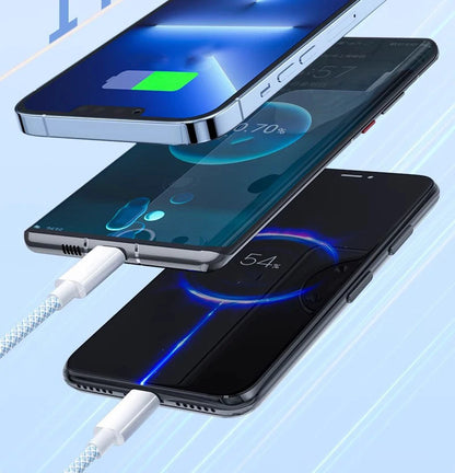 3-in-1 Fast Charging Cable – USB-A to USB-C, Lightning & Micro USB (Up to 100W)