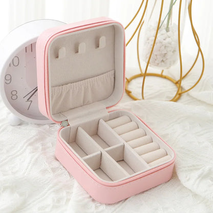 Portable PU Leather Jewellery Box – Mini Travel Jewellery Organiser Case
