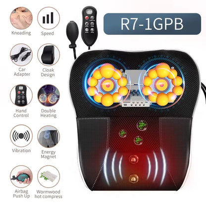 Shiatsu Massage Pillow – Heated Neck, Back & Body Massager with Airbag Traction
