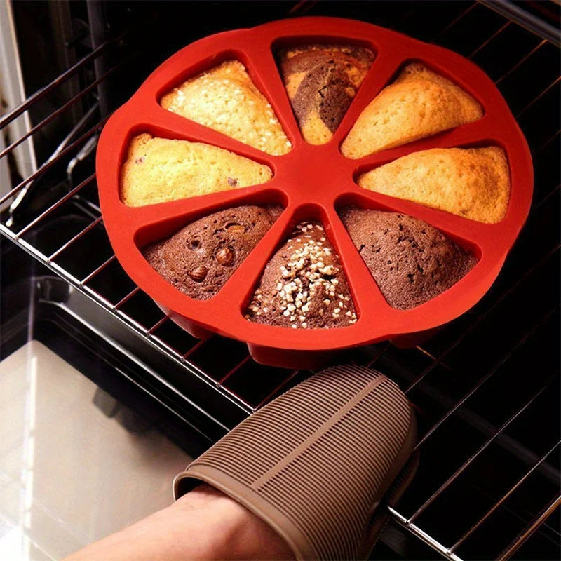 8-Cavity Silicone Triangle Cake Mould – 28cm Baking Tray