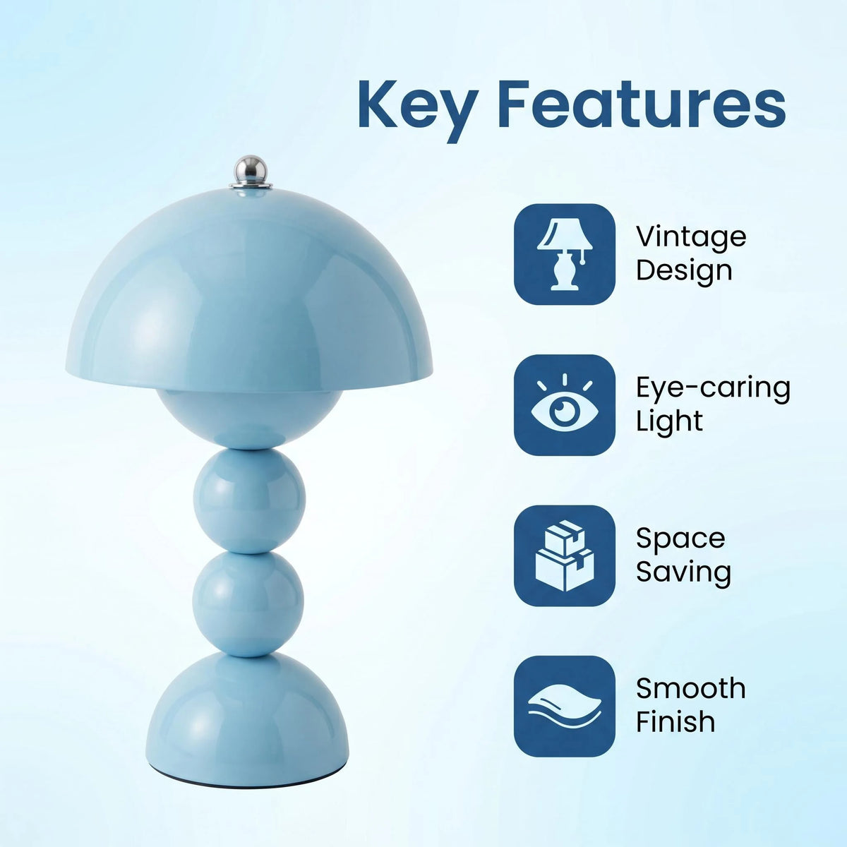 Retro Mushroom Touch Table Lamp – Dimmable Decorative Bedside & Desk Light