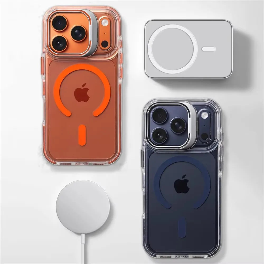 iPhone MagSafe Clear Bumper Case – Shockproof with Stand & Lens Protection