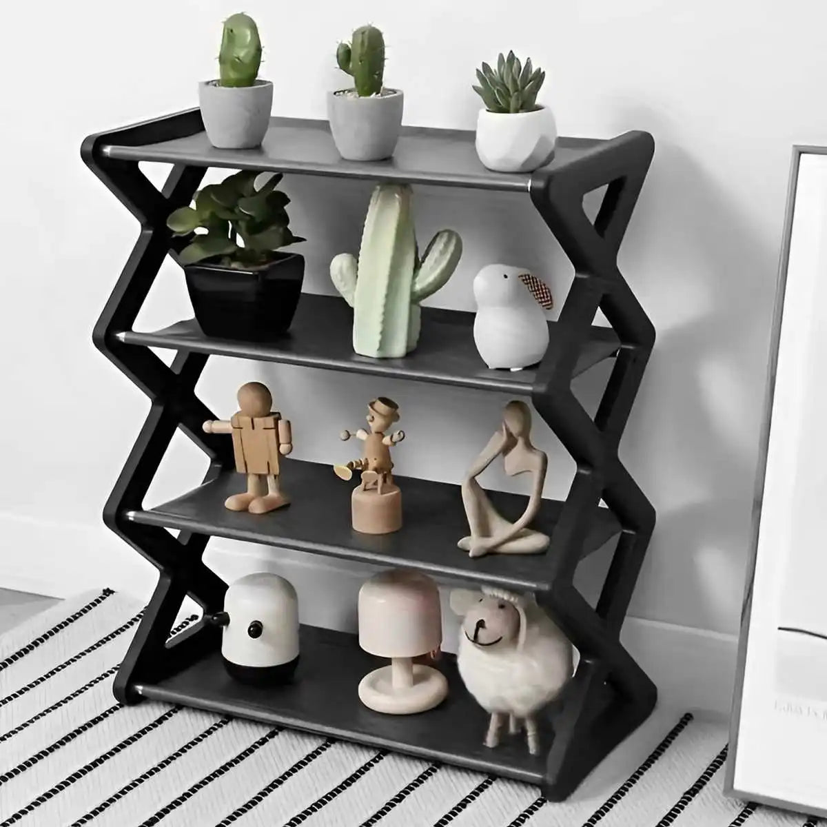 4-Tier X-Shaped Shoe Rack – Space-Saving Storage Organiser