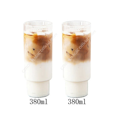 Vintage Ribbed Glass Cups – Heat-Resistant Coffee & Drink Tumblers