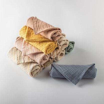 6-Layer Cotton Baby Washcloths – Soft Muslin Burp Cloths & Face Towels (3 or 5 Pack)