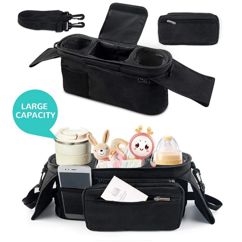 Universal Stroller Organiser Bag – Insulated Cup Holders & Storage
